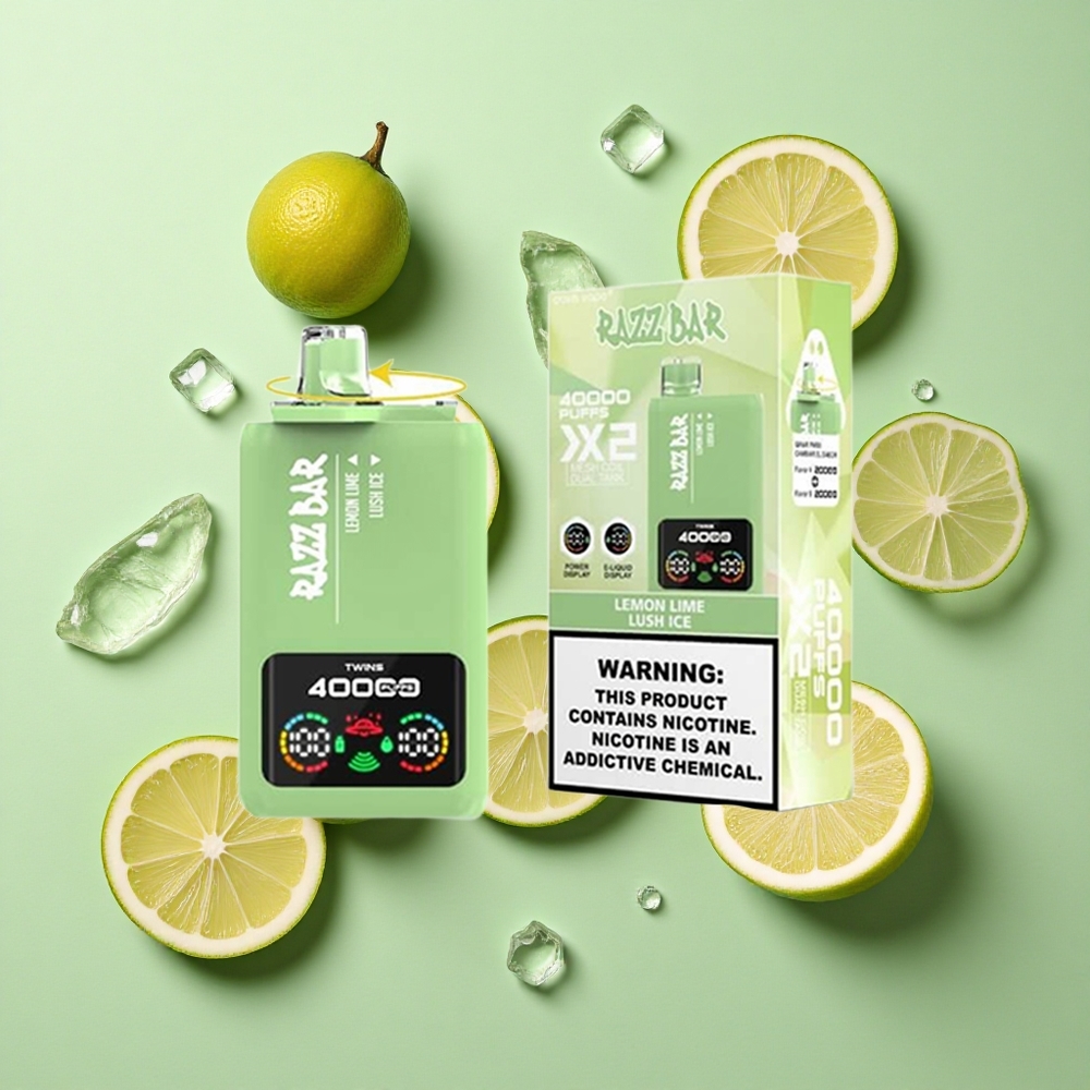 Razz Bar 40000 Puffs Güç Ekran Gösterimi Tip-C Port Limon Lime_Lush Buz