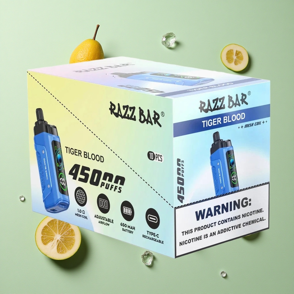Razz Bar 45000 Puffs Ayarlanabilir Hava Akışı Kaplan Kanı