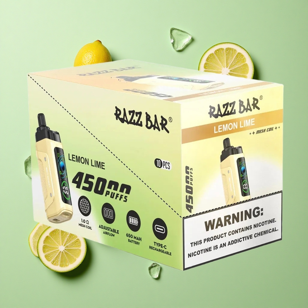 Razz Bar 45000 Puffs Ayarlanabilir Hava Akışı Limon Lime Şarj Edilebilir