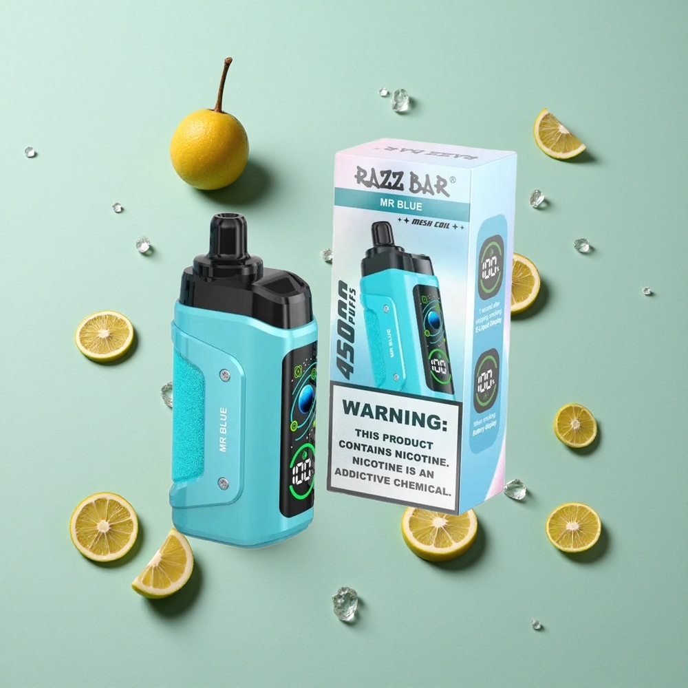 Razz Bar 45000 Puffs Ayarlanabilir Hava Akışı Tip-C Şarj Edilebilir Mavi