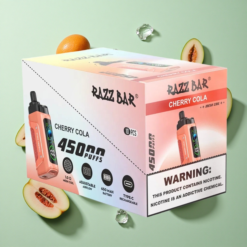 Razz Bar 45000 Puffs Ayarlanabilir Hava Akışı Vişne Kola Şarj Edilebilir