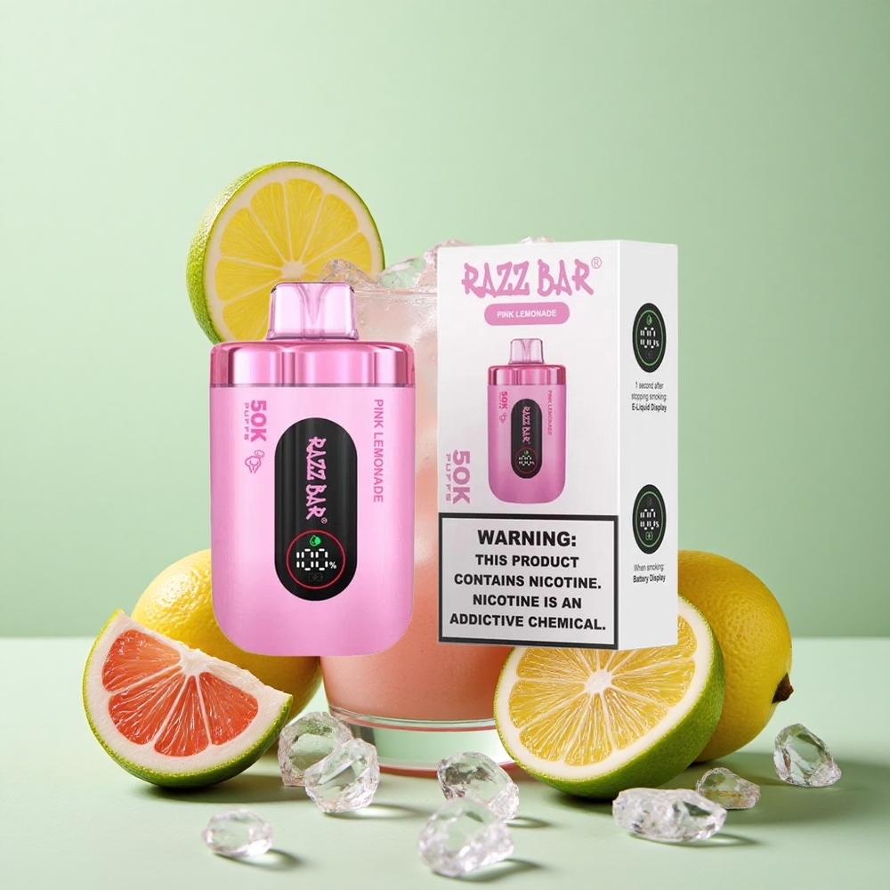 Razz Bar 50K Puffs 650 Mah Şarj Edilebilir Pembe Limonata