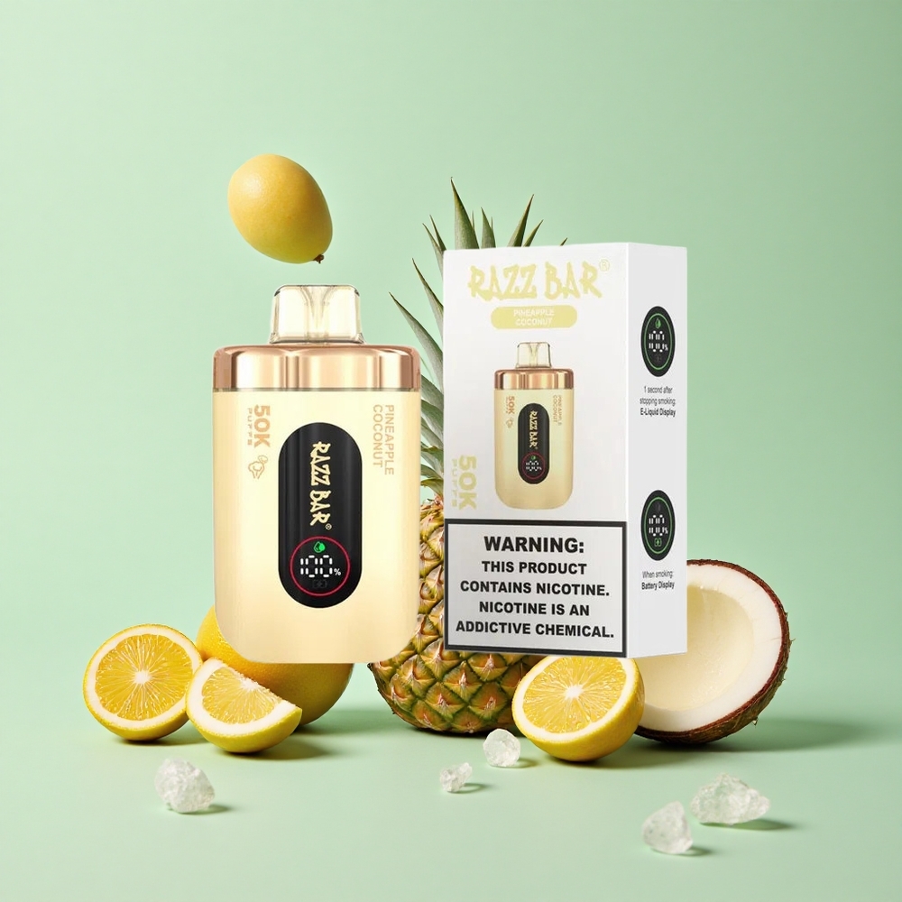 Razz Bar 50K Puffs Ananas Hindistan Cevizi Yeniden Şarj Edilebilir Tip-C