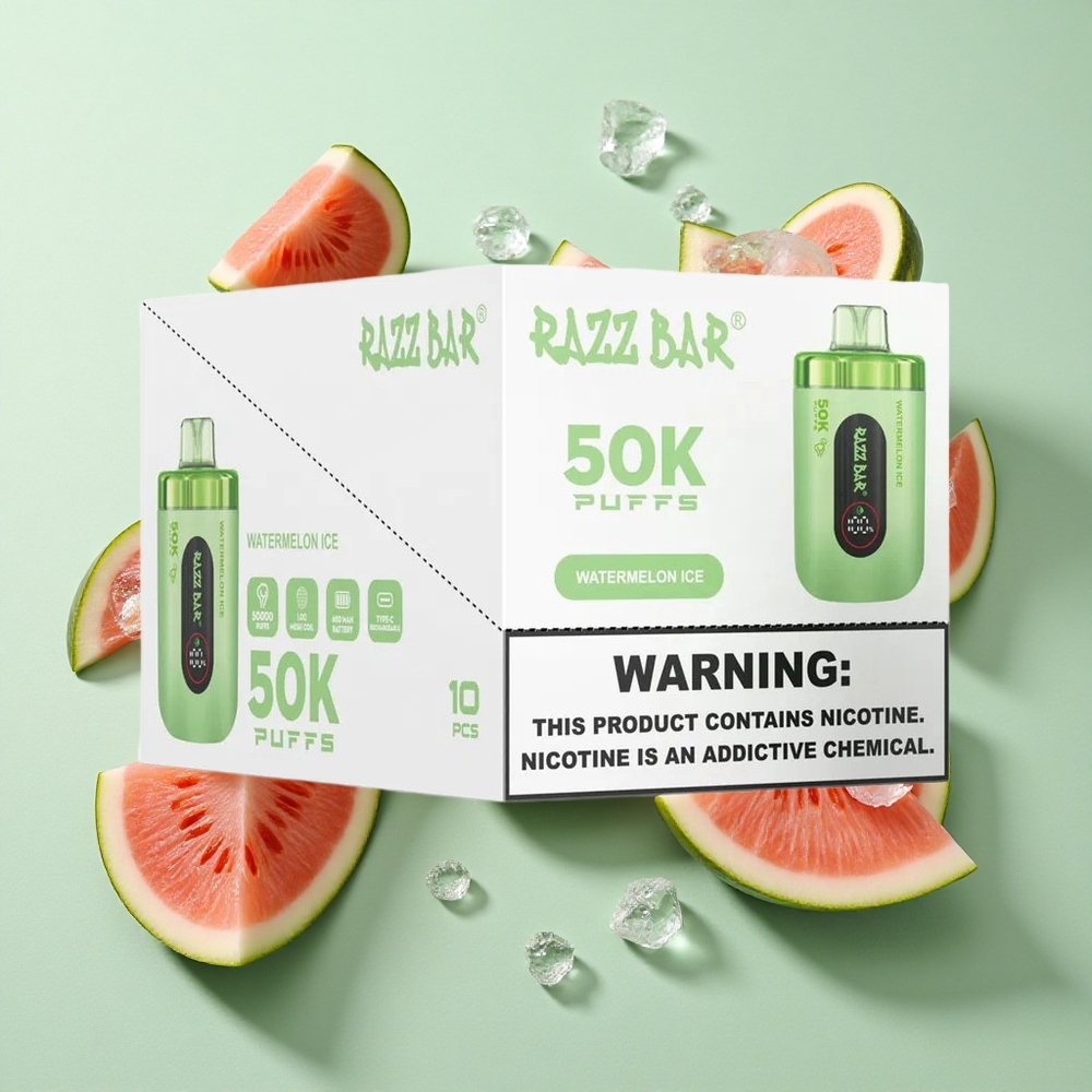 Razz Bar 50K Puffs Karpuz Buz 1.0 Ohm Mesh Coil Type-C Şarj Edilebilir