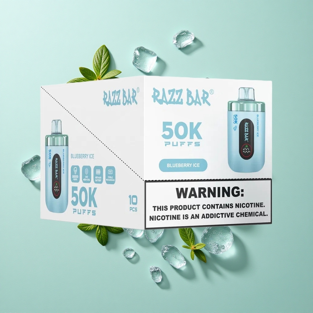 Razz Bar 50K Puffs Yaban Mersini Buz 650 Mah Pil Tip-C Şarj