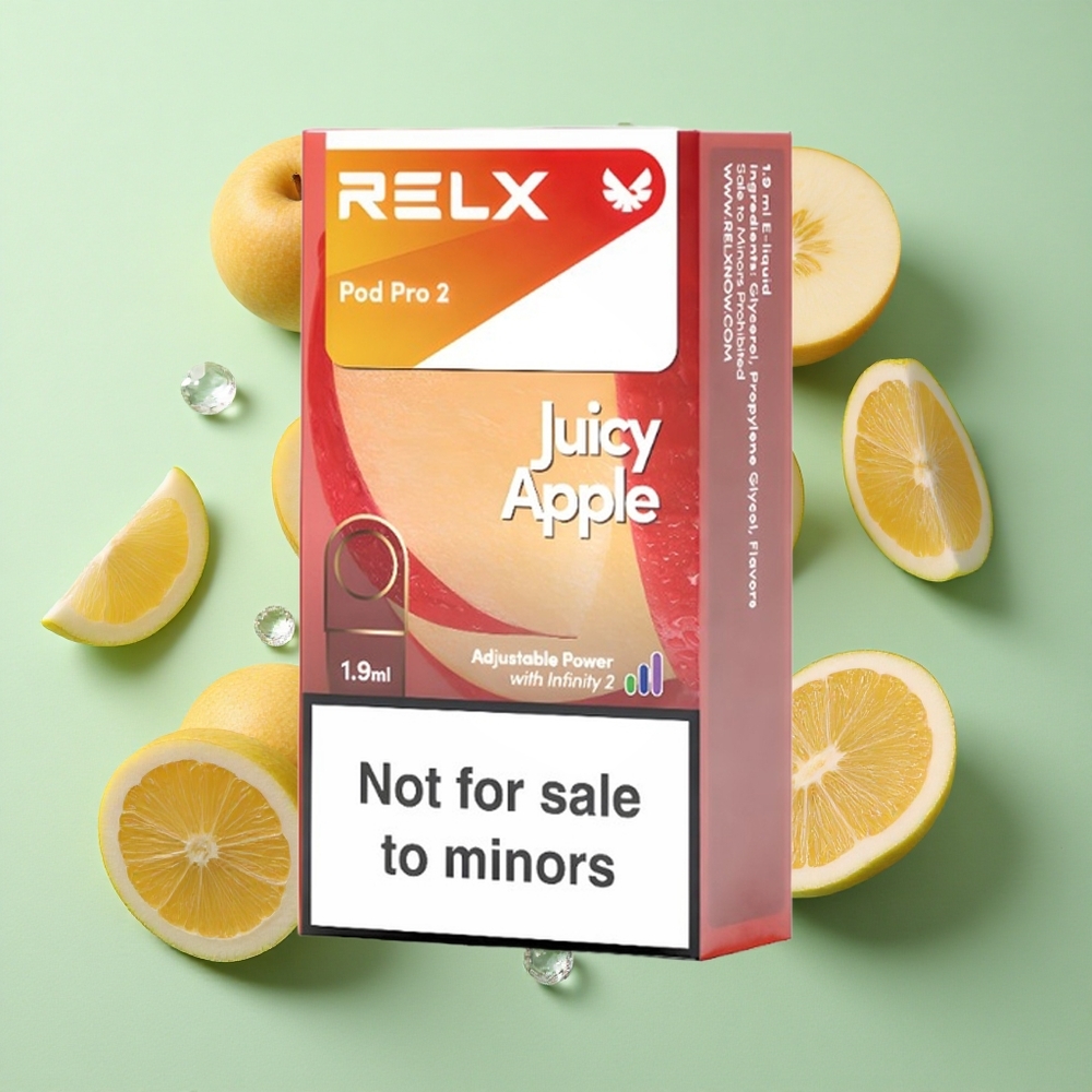 RELX Pod Pro 2 600 Puffs Elma Aromalı Nikotin Seviyesi: %0 ve 1.9ml Kapasite