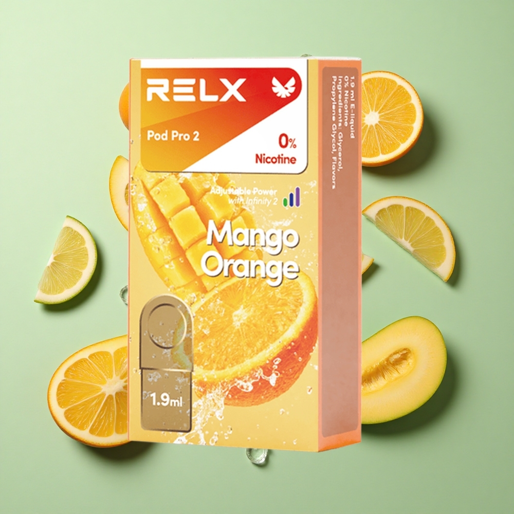 RELX Pod Pro 2 600 Puffs Mango Portakal Nikotin Seviyesi: %0 Voltaj Ayarları: Eco Modu (5,5W), Smooth Modu (6,5W), Boost Modu (8W)