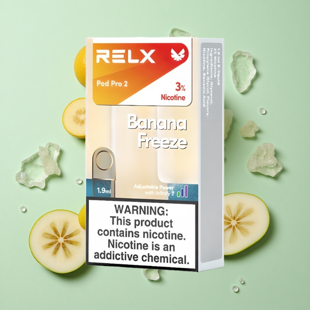 RELX Pod Pro 2 600 Puffs Muz Dondurması Nikotin İçeriği:%3 Voltaj Ayarları: Eco Modu (5.5W), Smooth Modu (6.5W), Boost Modu (8W)