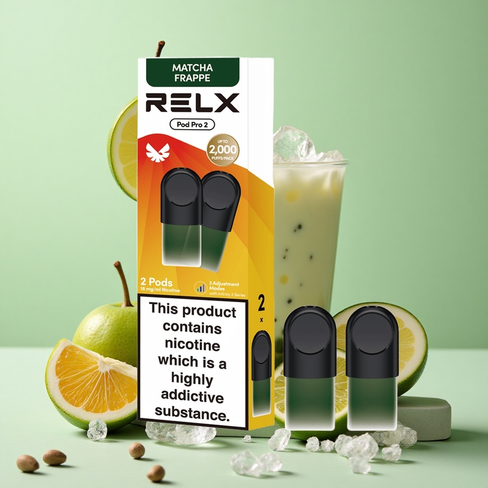 RELX Pod Pro 2 600 Puffs Çay-Matcha Frappe Çay Nikotin Oranı:%1,8 Voltaj Ayarları:Eko Modu (5.5W),Pürüzsüz Mod (6.5W),Güçlü Mod (8W)