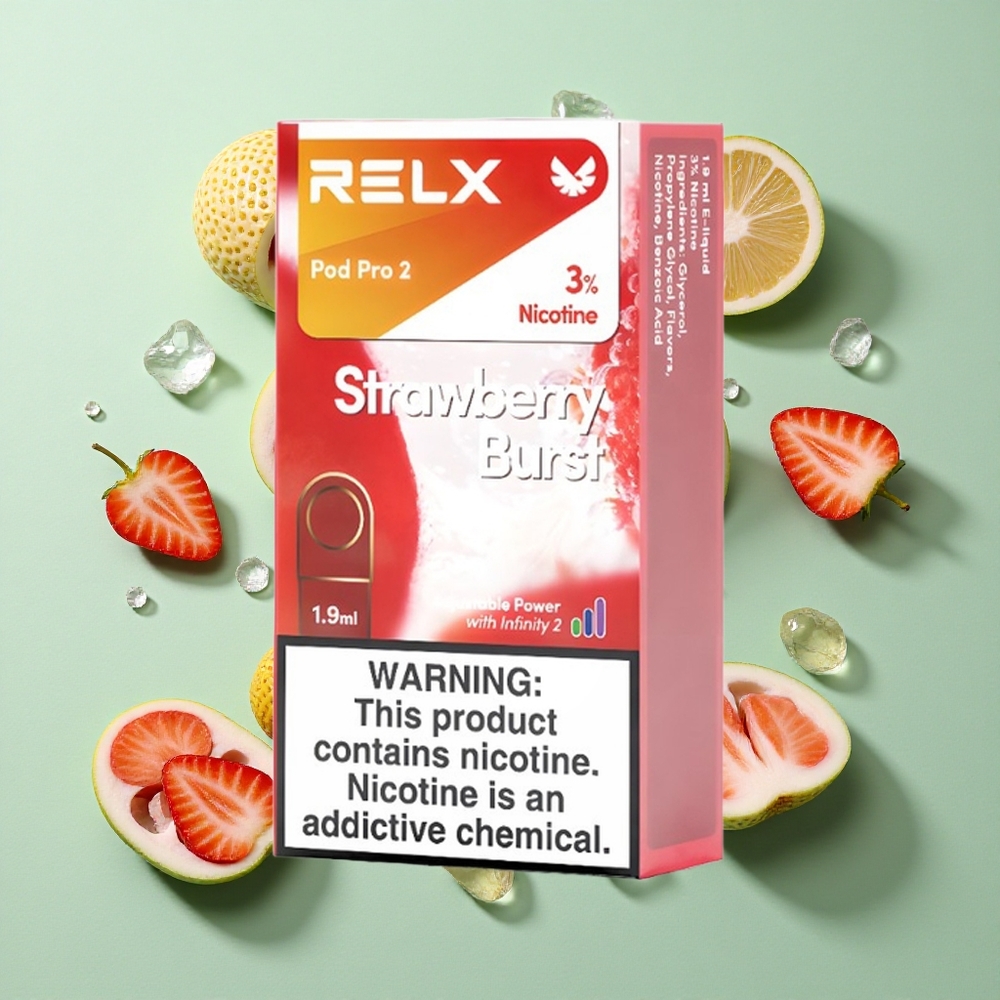 RELX Pod Pro 2 600 Puffs Çilek Patlaması Nikotin Oranı:%3 Watt Ayarları:Eco Modu (5.5W),Smooth Modu (6.5W),Boost Modu (8W)