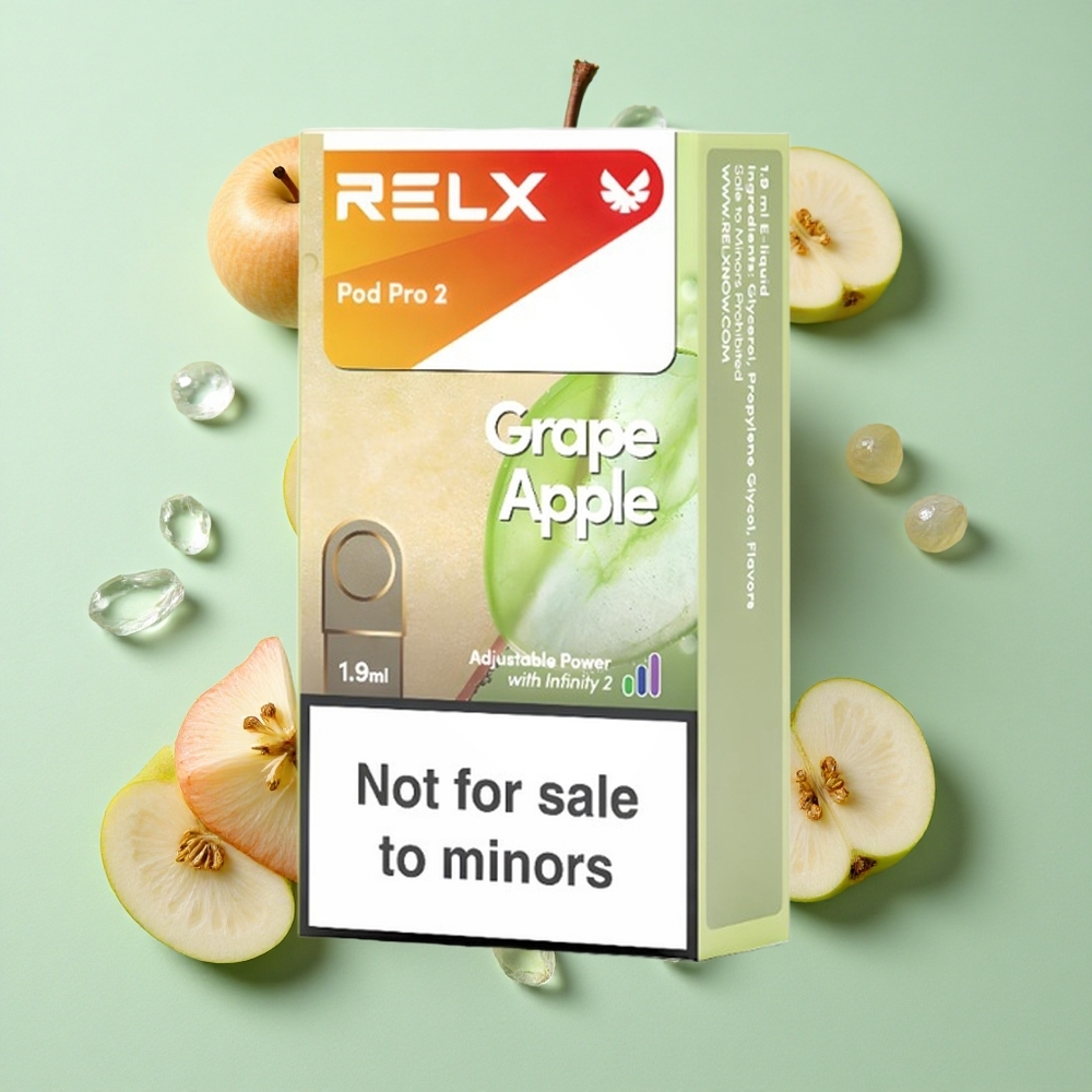 RELX Pod Pro 2 600 Puffs Üzüm Elma Nikotin Seviyesi: %0 Voltaj Ayarı: Eco Mod (5.5W), Smooth Mod (6.5W), Boost Mod (8W)
